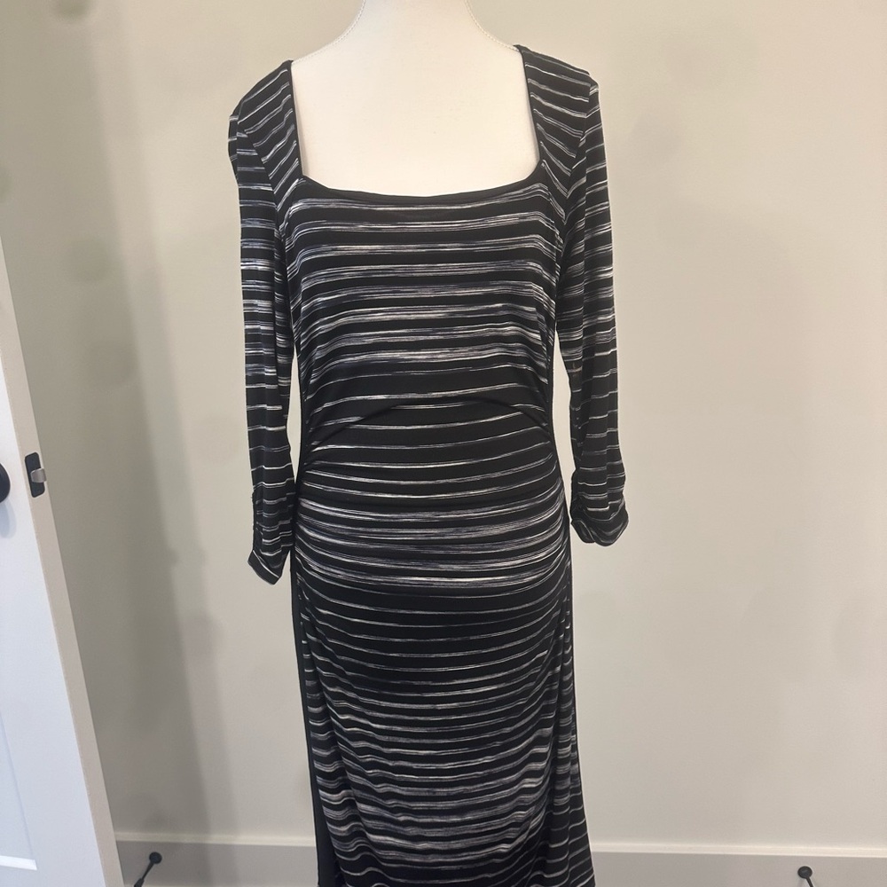 White House Black Market Black Ruched Sheath Dress with Square Neck